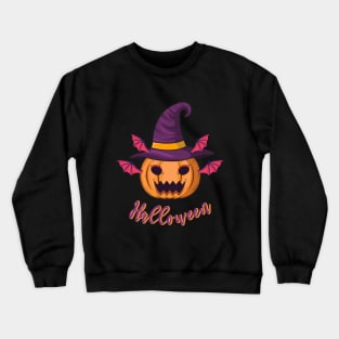 Halloween scary evil pumpkin funny pumpkin head Crewneck Sweatshirt